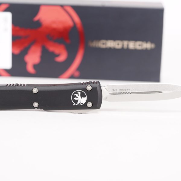 Microtech 122-10 Ultratech Stonewash, Black Aluminum Handles