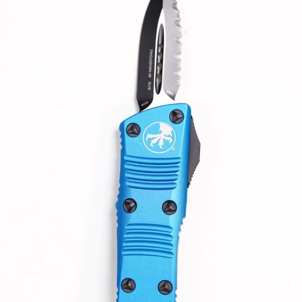 Microtech 238-3BL Troodon Mini D/E Combo Dagger, BLU Handle