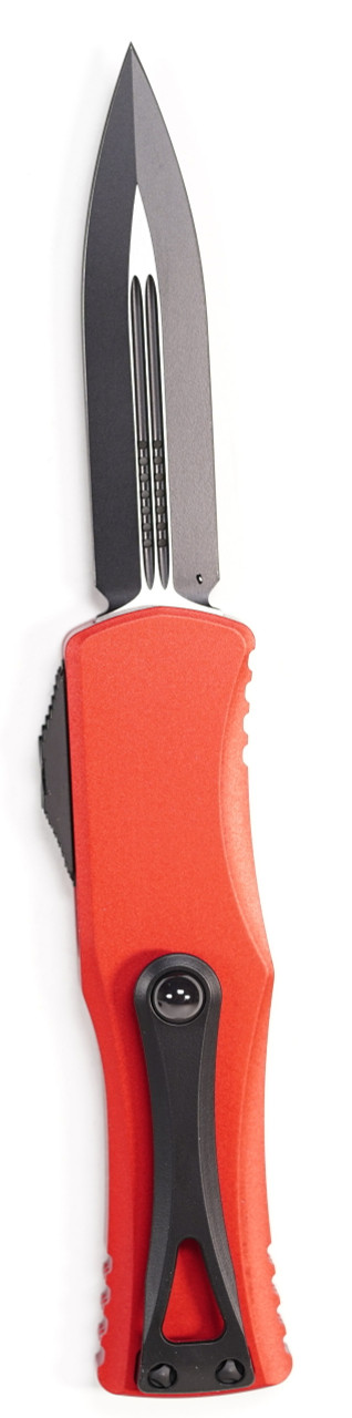Microtech 702-1RD Hera Black DLC D/E Dagger, RED Handles - Image 2