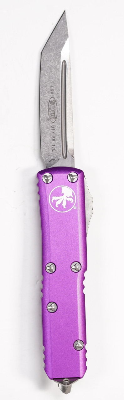 Microtech 233-10VI UTX-85 Stonewashed Tanto, Violet Handles