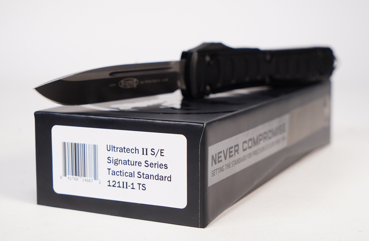 Microtech 121 II-1TS Ultratech II Signature Series Single Edge, Black Handle - Image 3