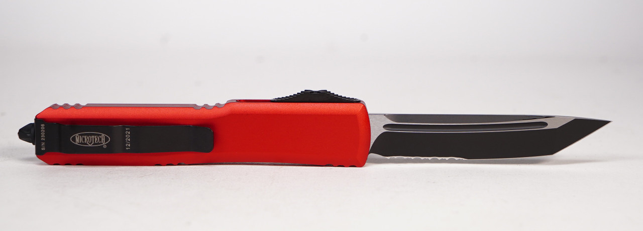 Microtech 123-2RD Ultratech Black Tanto, Red Aluminum Handle - Image 2