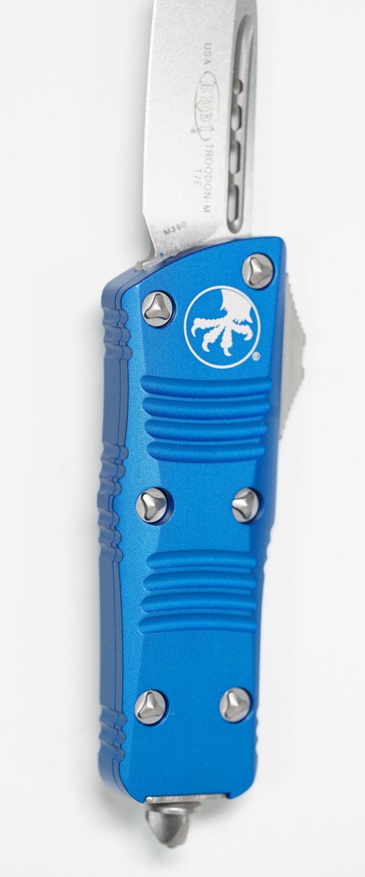 Microtech 240-10BL Troodon Mini Stonewashed Tanto, Blue - Image 4