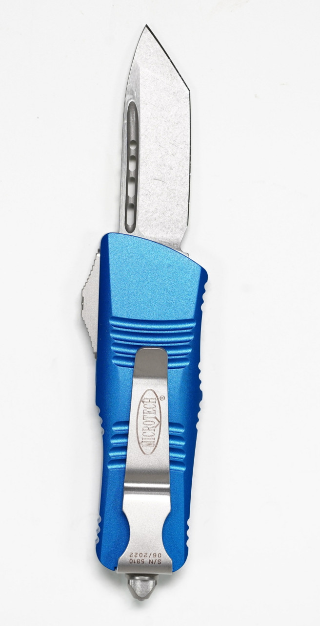 Microtech 240-10BL Troodon Mini Stonewashed Tanto, Blue - Image 2