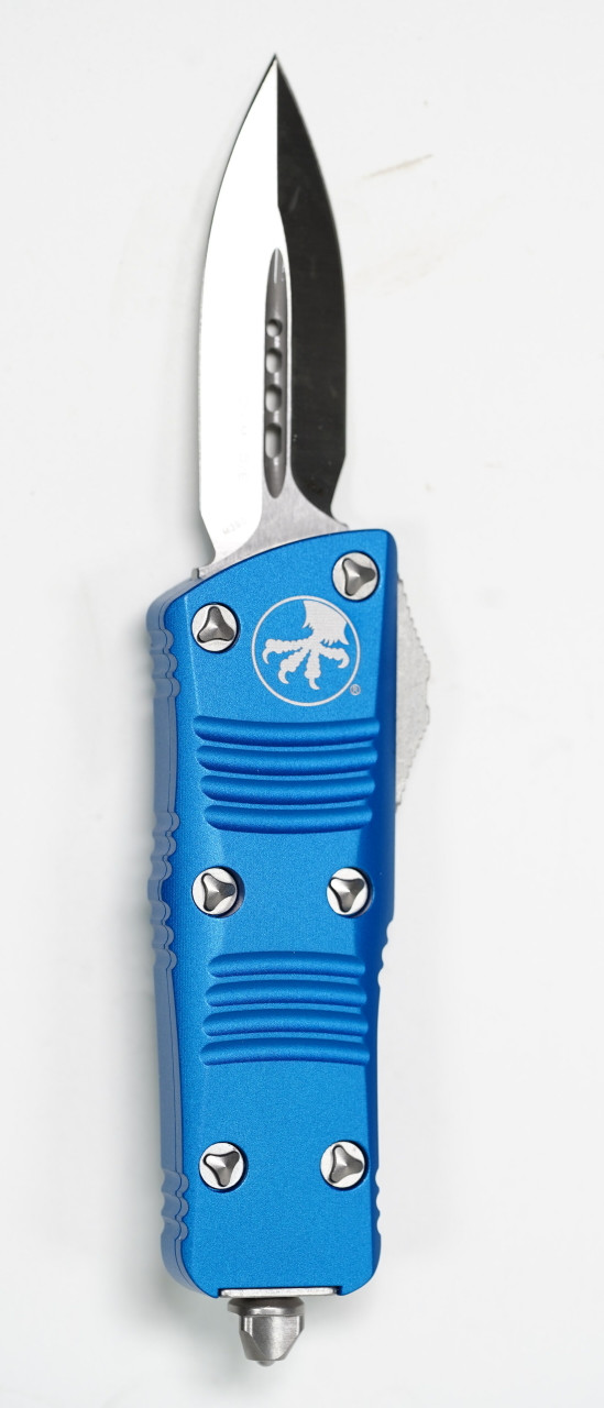 Microtech 238-4BL Troodon Mini SATIN Blade, Blue Handle