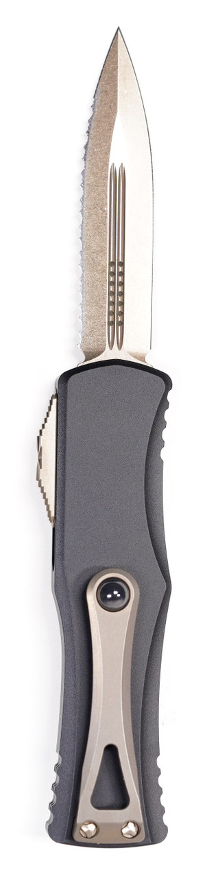 Microtech 702-15 Hera Bronze Plain/Serrated, Black Handles - Image 2