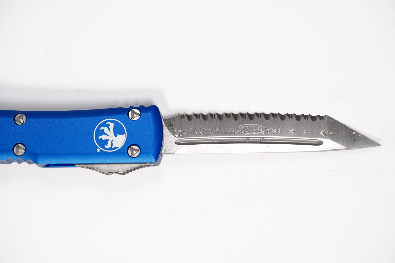 Microtech 123-6BL Ultratech Satin Tanto, BLUE Handles - Image 3