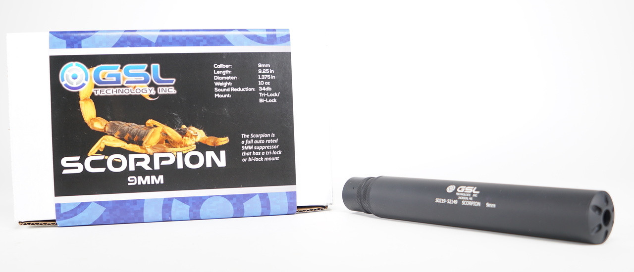GSL Technology Scorpion SMG 9mm 3-Lug Suppressor "GEMTECH RAPTOR-II" - Image 6