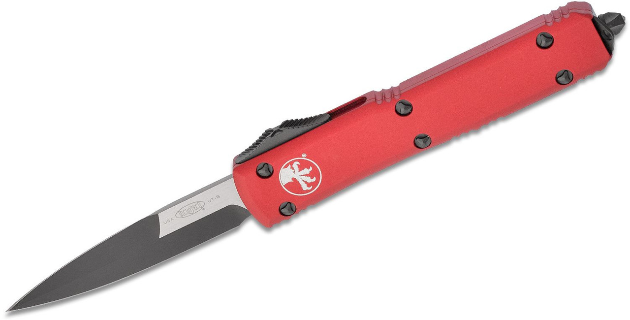 Microtech 120-1RD Ultratech Black, Red Aluminum Handles