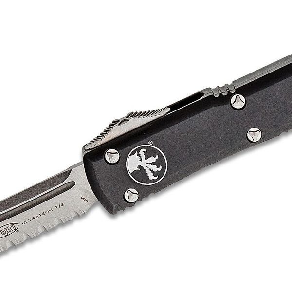 Microtech 123-12 Ultratech Stonewashed Tanto, Black Handles
