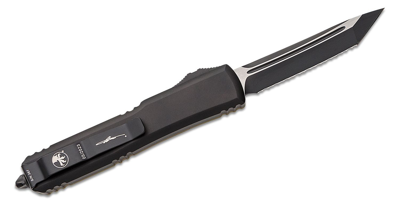 Microtech 123-3FRGTODS Ultratech BLK Tanto Blade, BLK Handles w/ OD Green Frag G10 Top - Image 2
