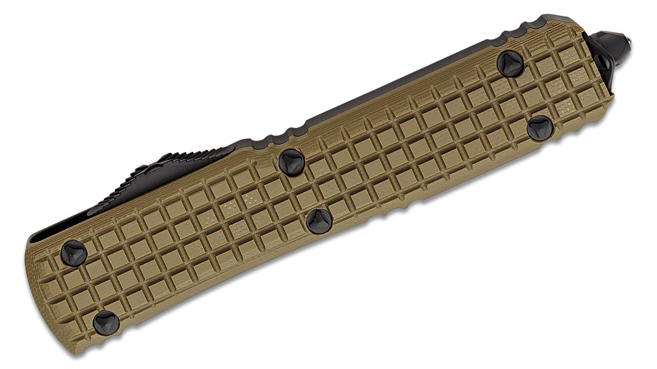 Microtech 123-3FRGTODS Ultratech BLK Tanto Blade, BLK Handles w/ OD Green Frag G10 Top - Image 3