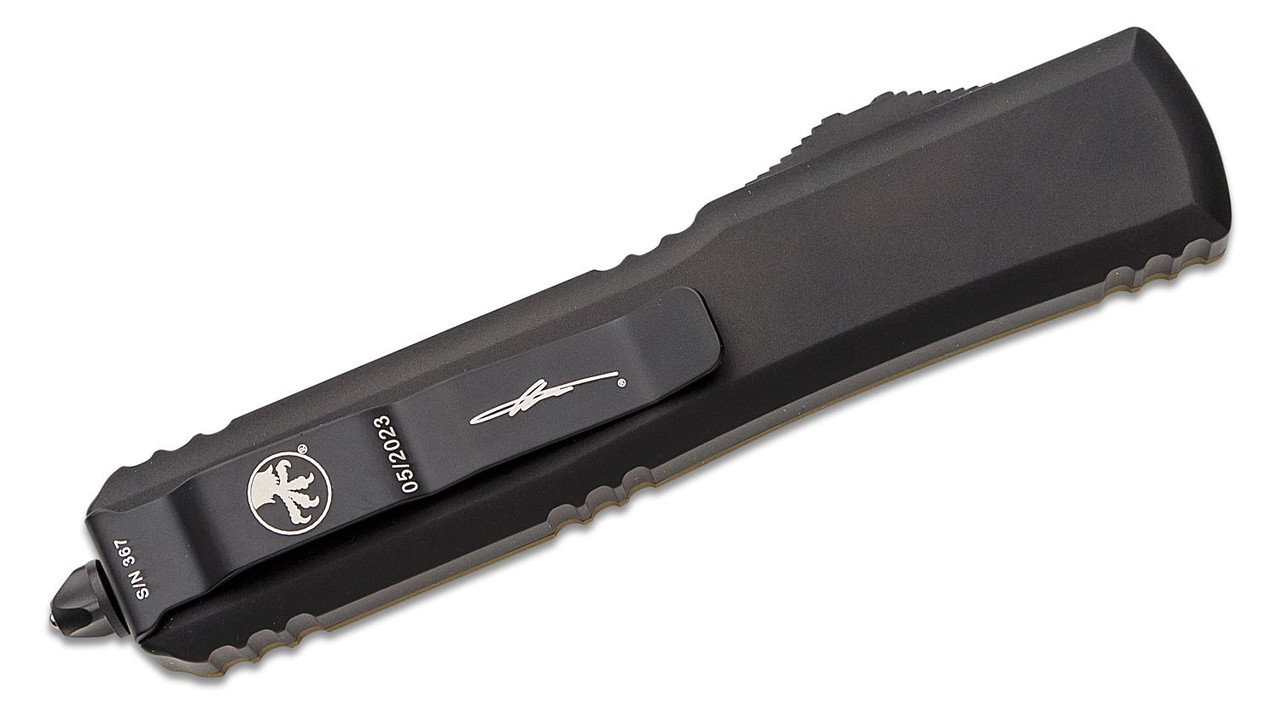 Microtech 123-3FRGTODS Ultratech BLK Tanto Blade, BLK Handles w/ OD Green Frag G10 Top - Image 4