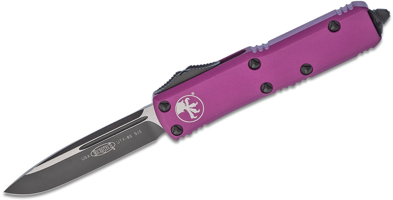 Microtech 231-1VI UTX-85 Black Drop Point, Violet Handles