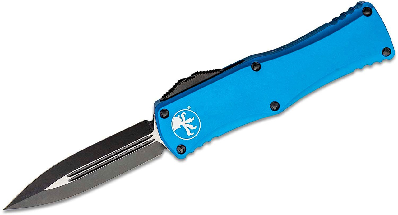 Microtech 702-1BL Hera Double Edge Black Blade, Blue Handle