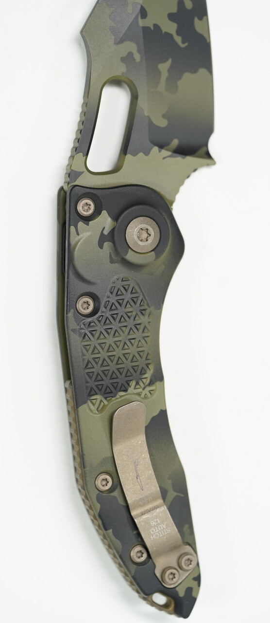 Microtech 169-1UCS Stitch Green Camo Spear Point Blade - Image 5