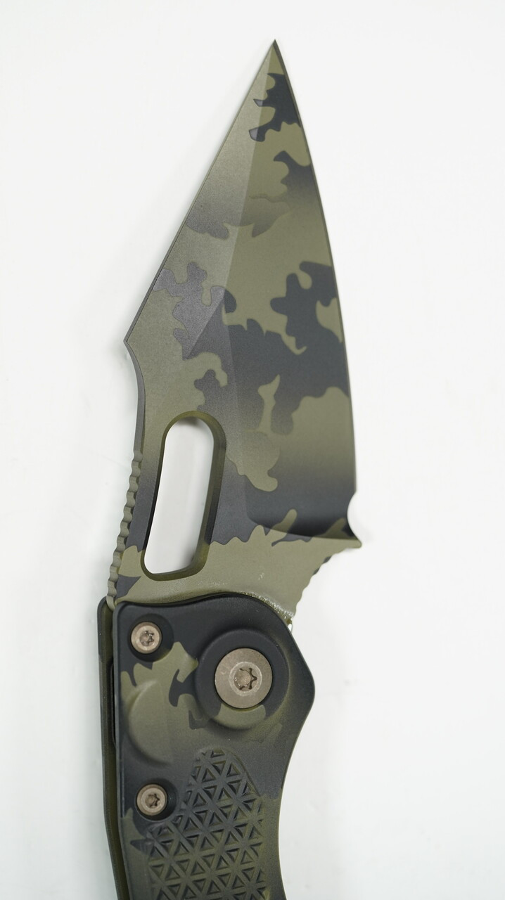 Microtech 169-1UCS Stitch Green Camo Spear Point Blade - Image 6