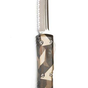 Microtech 123-15LPGETACS Ultratech Tanto Tan Geo Camo Front Serrations