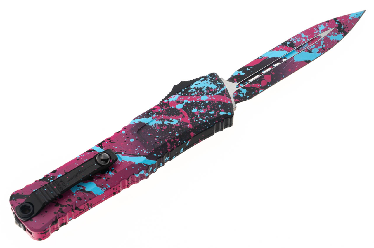 Microtech 1142-1BKPKLBSPLS Combat Troodon Black/ Pink Light Blue Splatter - Image 2