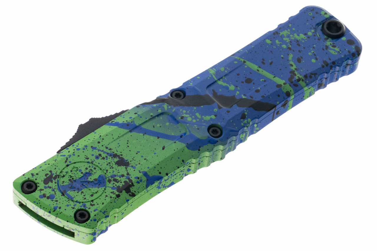 Microtech 1142-1GMPWBKSPLS Combat Troodon Green Mamba/ PW Blue Light Blue Splatter - Image 3