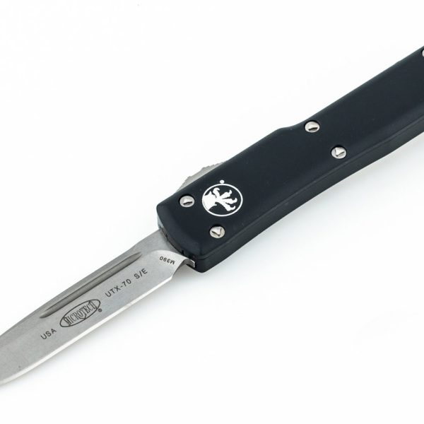 Microtech 148-10 UTX-70 Stonewashed, Black Aluminum Handles