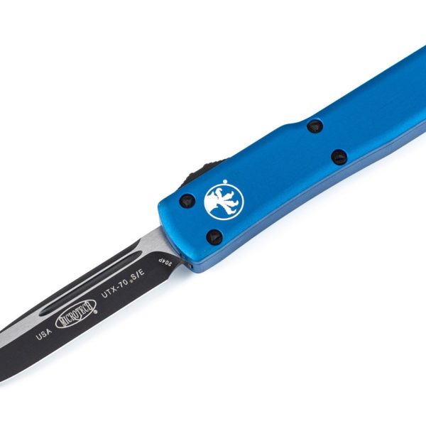 Microtech 148-1BL UTX-70 Black, Blue Aluminum Handles