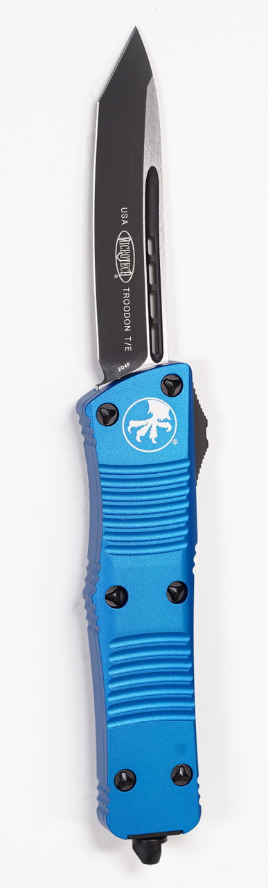 Microtech 140-1BL Troodon Black, Blue Aluminum Handles