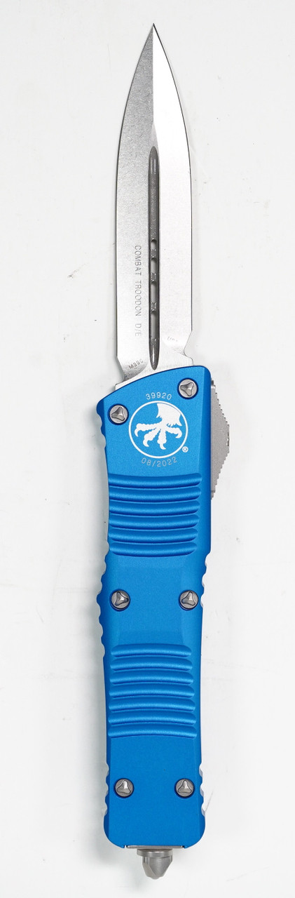 Microtech 142-10BL Combat Troodon Stonewashed, Blue Handle