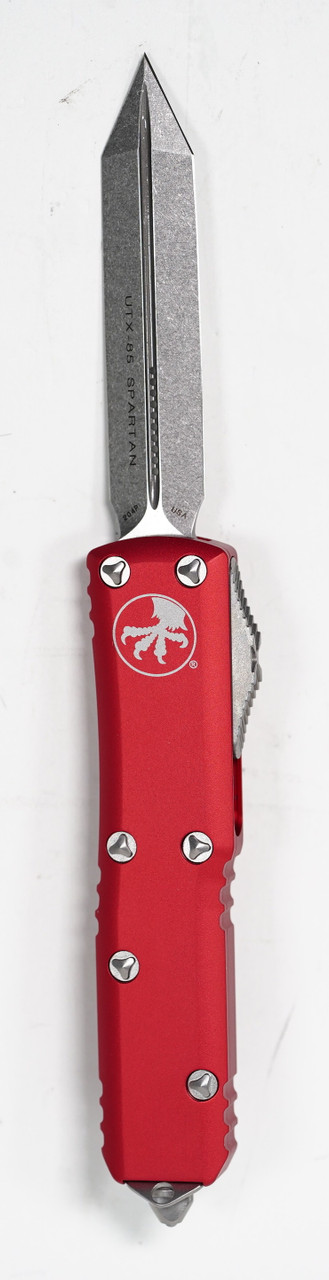 Microtech 230-10RD UTX-85 Spartan Stonewash, Red Handle