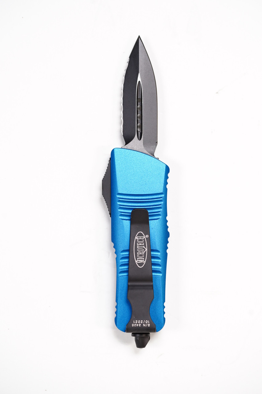 Microtech 238-3BL Troodon Mini D/E Combo Dagger, BLU Handle - Image 2