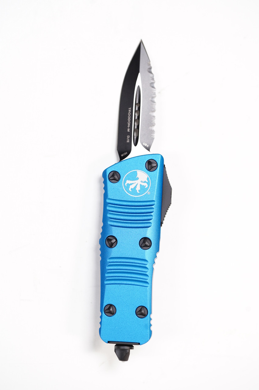 Microtech 238-3BL Troodon Mini D/E Combo Dagger, BLU Handle