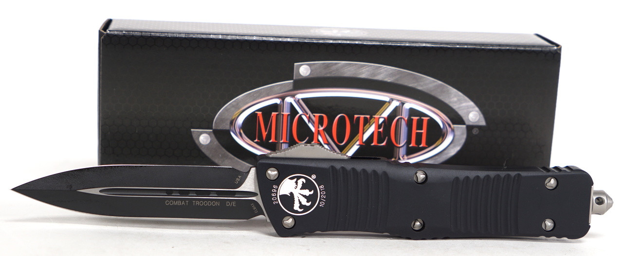 Microtech 142-1 Combat Troodon Black, Black Aluminum Handle