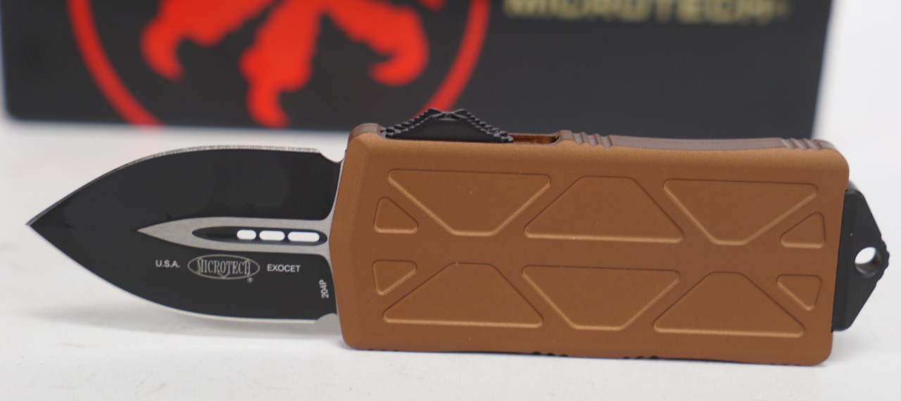 Microtech 157-1TA Exocet Money Clip Black, Tan Handles
