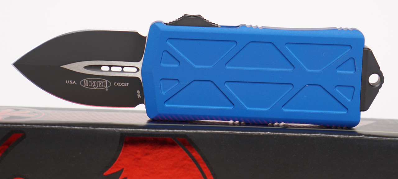 Microtech 157-1BL Exocet Money Clip Black, Blue Handles