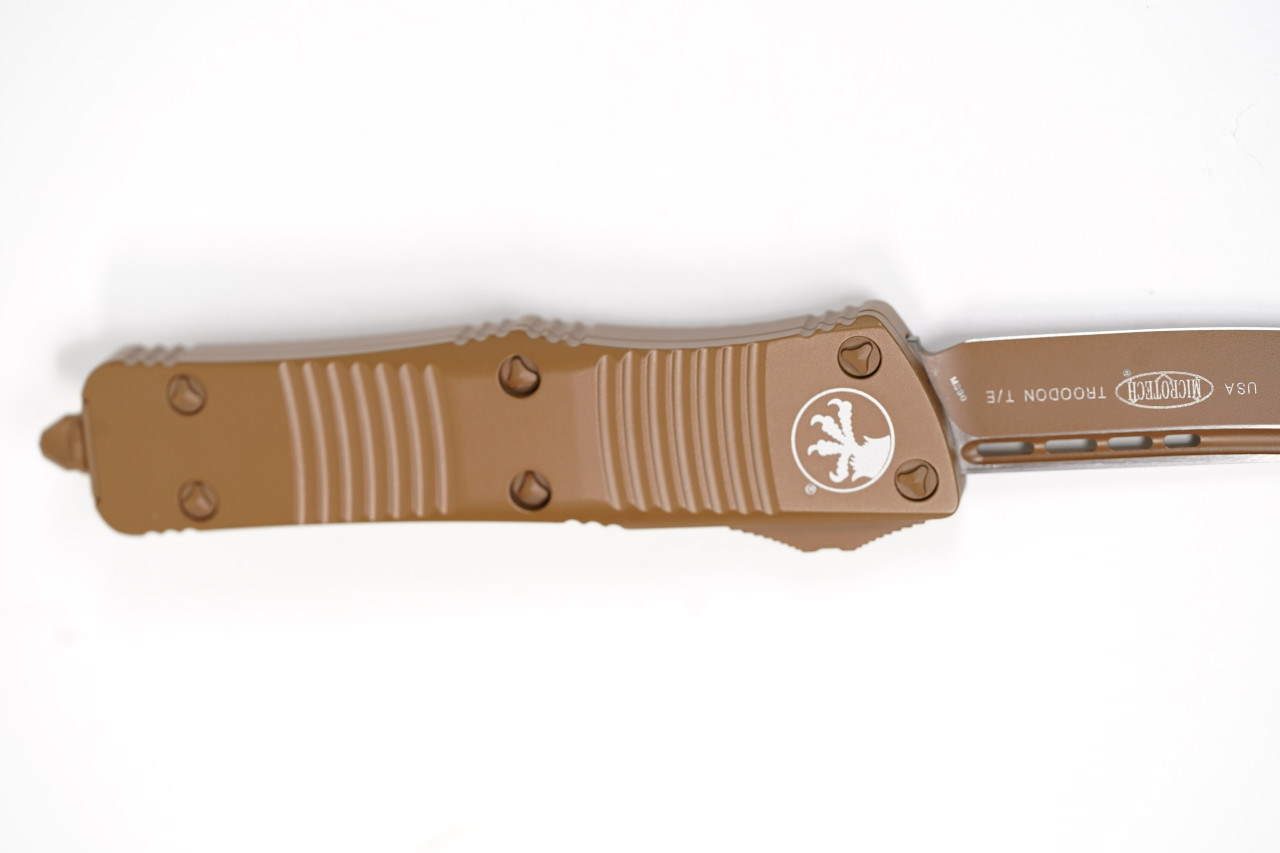 Microtech 140-1CTA Troodon Tanto Cerakote, Tan Handles - Image 4