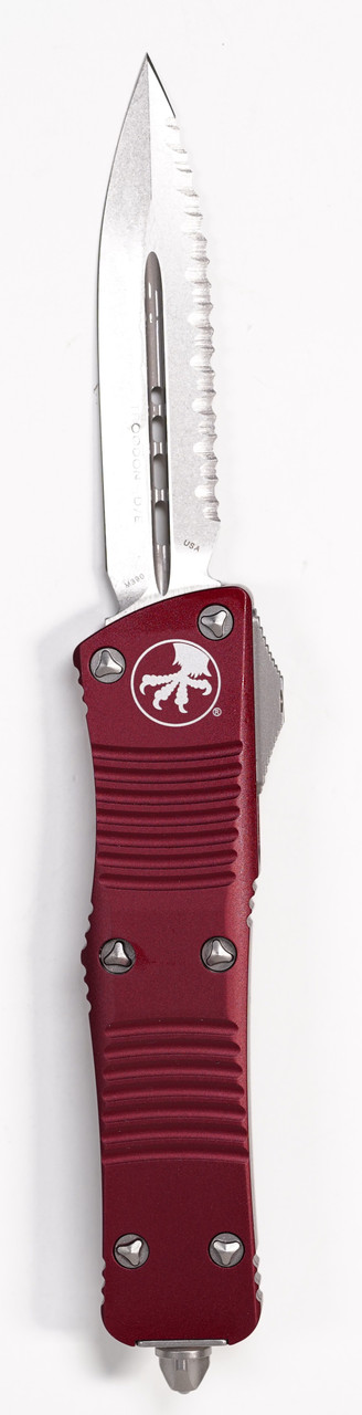 Microtech 138-12MR Troodon Stonewashed , Merlot Handles
