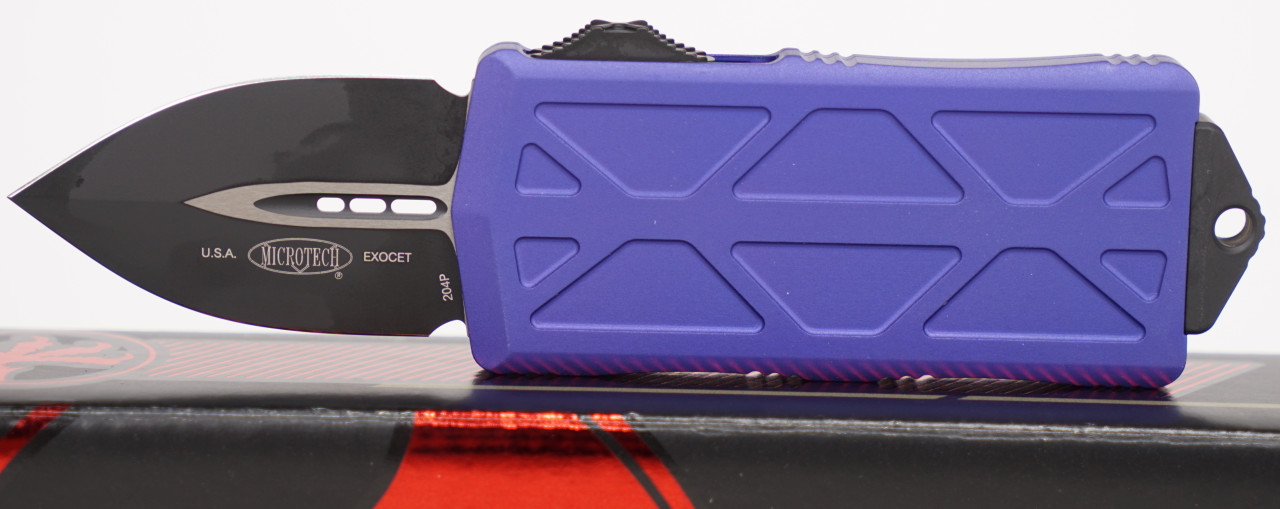 Microtech 157-1PU Exocet Money Clip Black D/E, Purple Handle