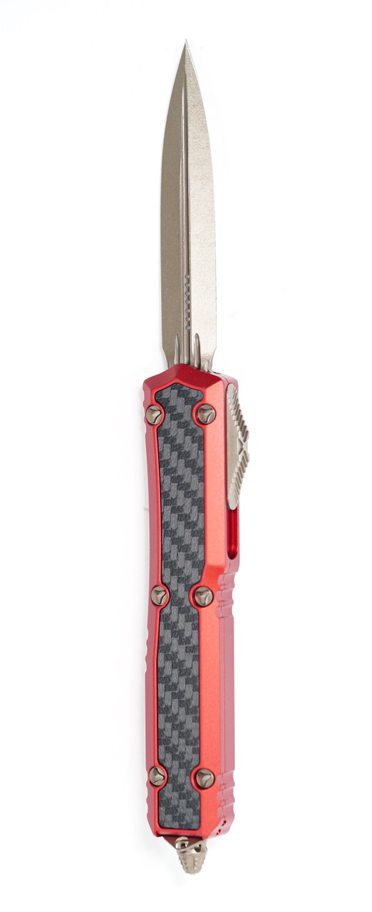 Microtech 206-13RDCFIS Makora D/E BRZ Carbon Fiber Inlay Red