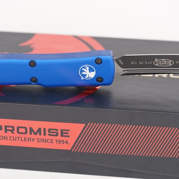 Microtech 149-1BL UTX-70 Black, Blue Aluminum Handles