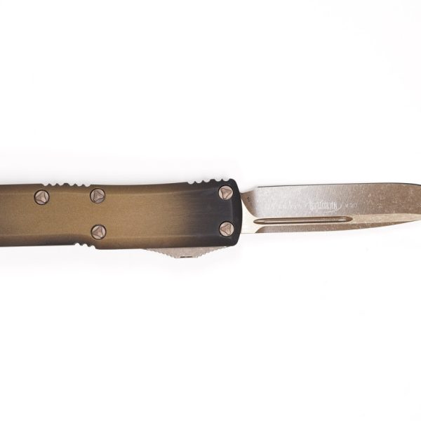 Microtech 231-13APABS UTX-85 Single Edge Antique Bronze