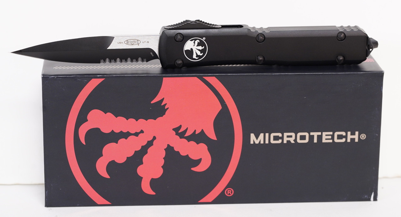 Microtech 120-2T Ultratech Tactical BLK, BLK Aluminum Handle