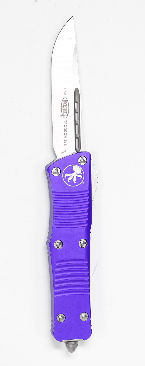 Microtech 139-4PU Troodon Satin, Purple Aluminum Handle