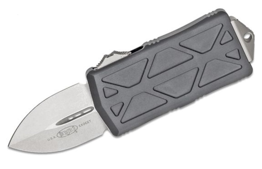 Microtech 157-10GY Exocet Money Clip Stonewash, GRY Handles