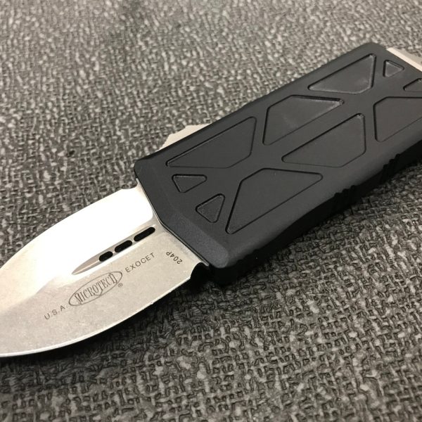Microtech 157-10 Exocet Money Clip Stonewash, Black Handles