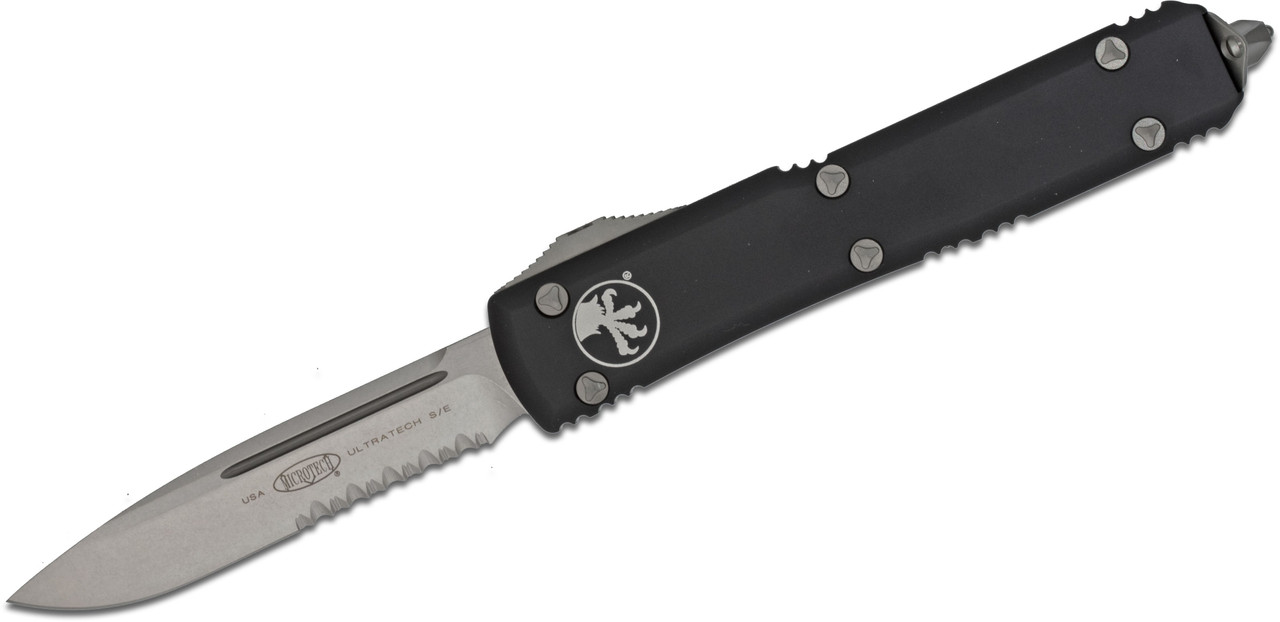 Microtech Ultratech Stonewashed Drop Point, BLK Alum Handle