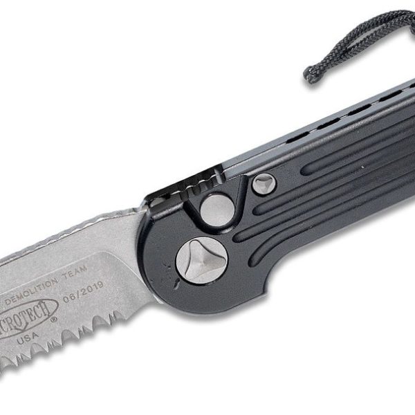 Microtech 135-11 LUDT Stonewashed Combo Blade, Black Handles