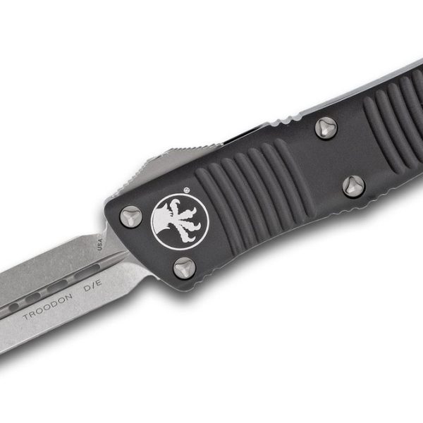 Microtech 138-10 Troodon Stonewashed, Black Aluminum Handles