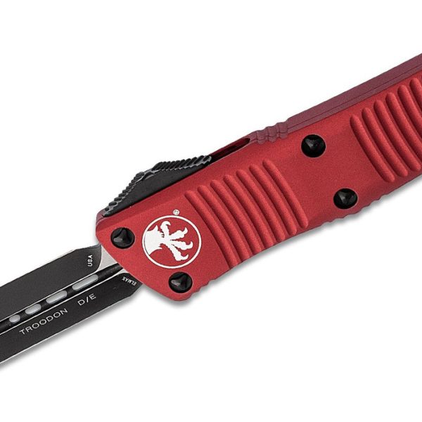 Microtech 138-1RD Troodon Black D/E, Red Aluminum Handle