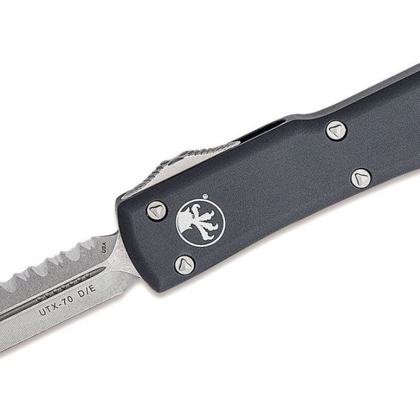 Microtech 147-12 UTX-70 Stonewashed, Black Aluminum Handles
