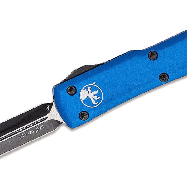 Microtech 147-1BL UTX-70 Black, Blue Aluminum Handles